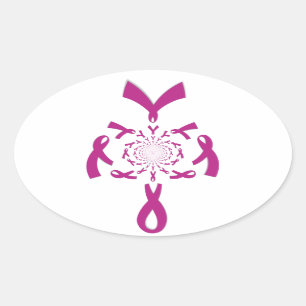 Breast Cancer Awareness Art Print Oval Sticker