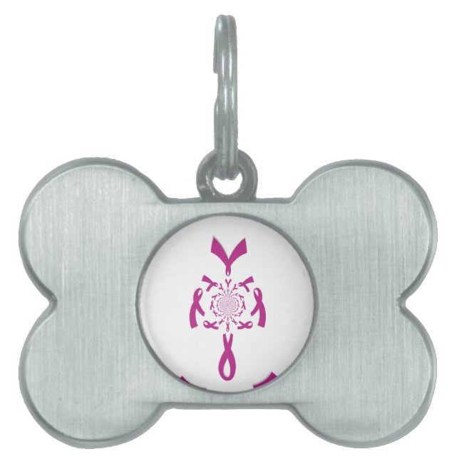 Breast Cancer Awareness Art Print Pet Name Tag (Front)