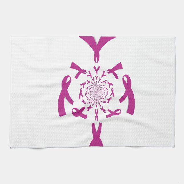 Breast Cancer Awareness Art Print Tea Towel (Horizontal)