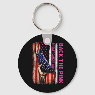 Breast Cancer Awareness Back The Pink American Fla Key Ring