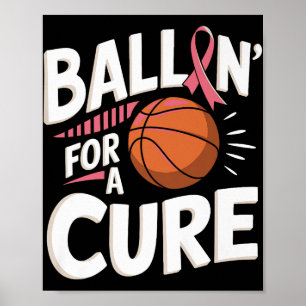 Breast Cancer Awareness Basketball Premium Poster