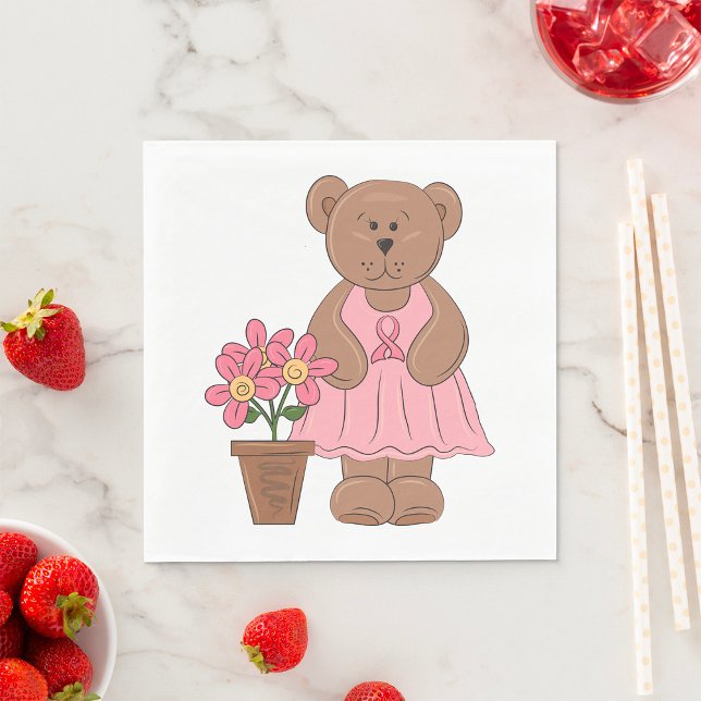 Breast Cancer Awareness Bear in Pink Dress  Napkin (Creator Uploaded)