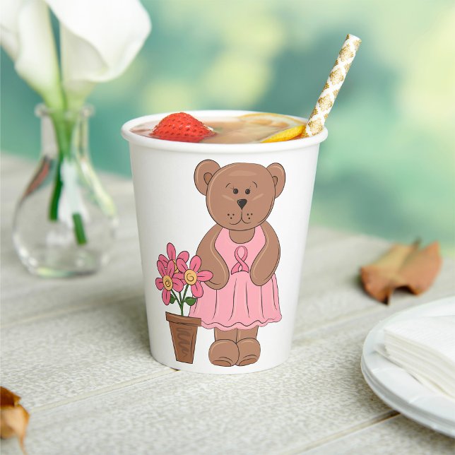 Breast Cancer Awareness Bear in Pink Dress  Paper Cups (Creator Uploaded)