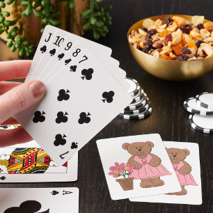 Breast Cancer Awareness Bear in Pink Dress Playing Cards