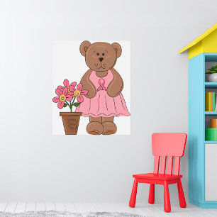 Breast Cancer Awareness Bear in Pink Dress  Poster