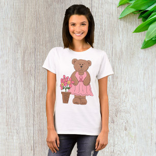 Breast Cancer Awareness Bear in Pink Dress  T-Shirt