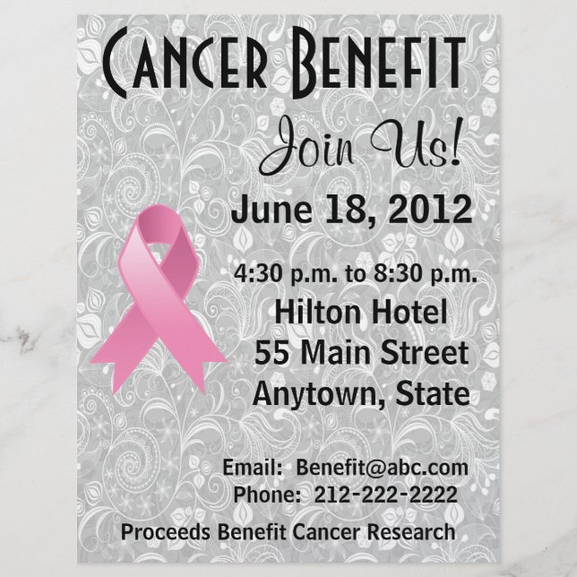 Breast Cancer Awareness Benefit Grey Floral Flyer (Front)