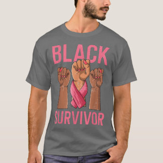 Breast Cancer Awareness Black Survivor Pink Ribbon T-Shirt