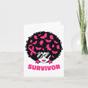 Breast Cancer Awareness Black Women Survivor Pink  Card