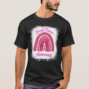 Breast Cancer Awareness Bleached Rainbow Pink Ribb T-Shirt