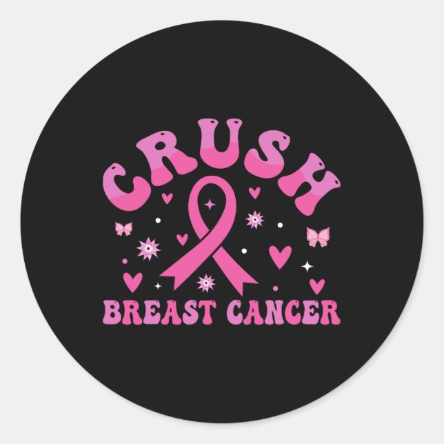 Breast Cancer Awareness Bling Pink Ribbon 1  Classic Round Sticker (Front)