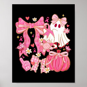 Breast Cancer Awareness Boo Ghost Coquette Bow Pin Poster