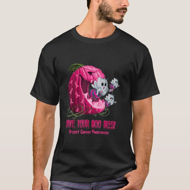 Breast Cancer Awareness Boos Pumpkin Save Your Boo T-Shirt (Front)