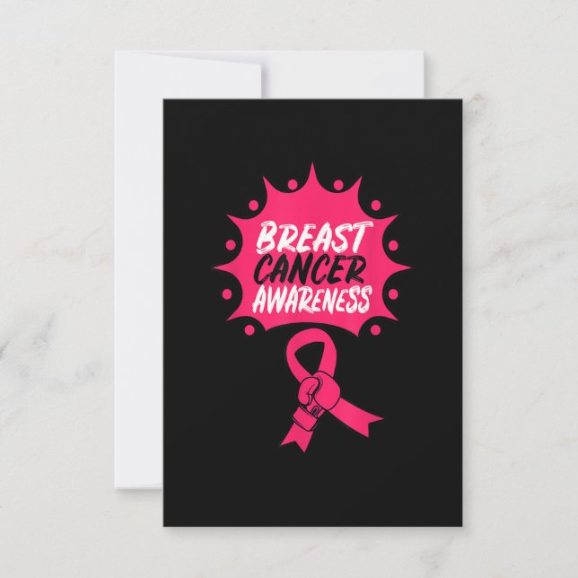 Breast Cancer Awareness Boxing Glove Pink Ribbon W Thank You Card (Front)