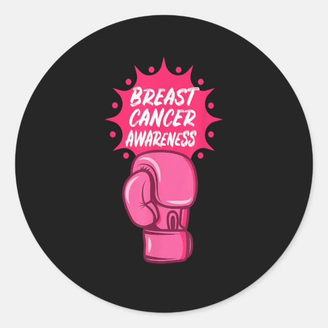 Breast Cancer Awareness Boxing Glove Support Survi Classic Round Sticker (Front)