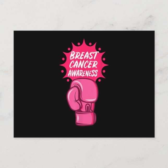 Breast Cancer Awareness Boxing Glove Support Survi Invitation Postcard (Front)