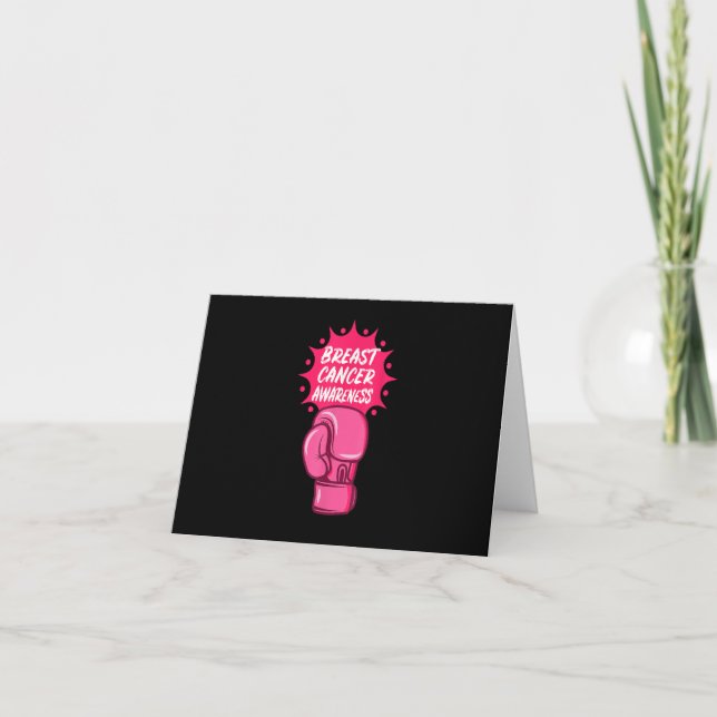 Breast Cancer Awareness Boxing Glove Support Survi Thank You Card (Front)