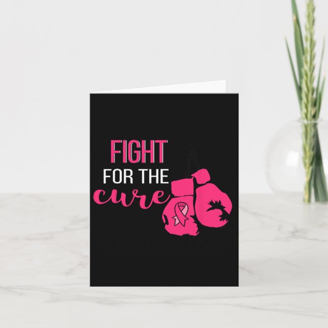 Breast Cancer Awareness Boxing Gloves Pink Ribbon  Card (Front)