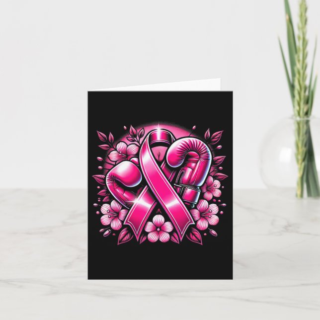 Breast Cancer Awareness Boxing Gloves Shirt Symbol Card (Front)