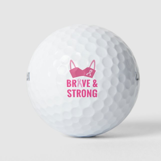 Breast Cancer Awareness Brave and Strong Bra Golf Balls (Front)
