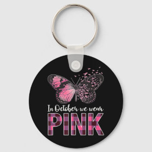 Breast Cancer Awareness Butterfly - In October We Key Ring