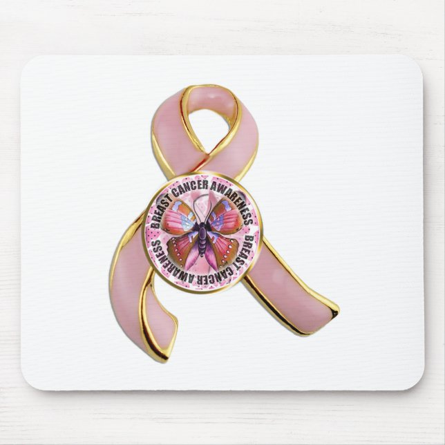 Breast Cancer Awareness Butterfly Mouse Mat (Front)