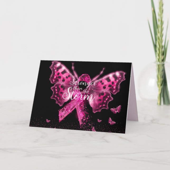 Breast Cancer Awareness Butterfly Quote  Card (Front)