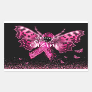 Breast Cancer Awareness Butterfly Quote Rectangular Sticker