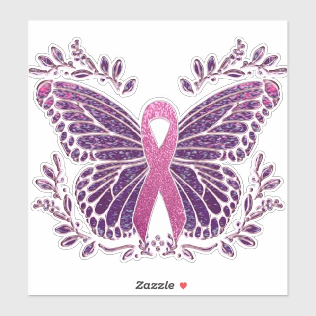 Breast Cancer Awareness Butterfly With Floral Bord (Sheet)