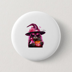 Breast Cancer Awareness Cat Halloween Pink Ribbon 6 Cm Round Badge