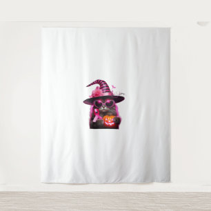 Breast Cancer Awareness Cat Halloween Pink Ribbon  Tapestry