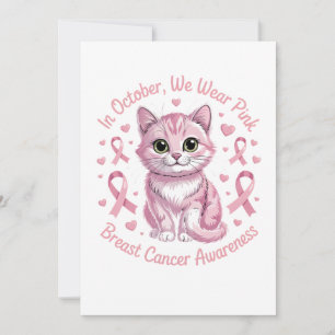 Breast Cancer Awareness Cat in October We Wear Invitation