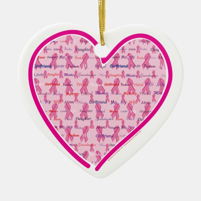 Breast Cancer Awareness Ceramic Tree Decoration (Front)