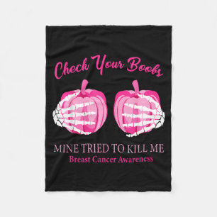 Breast Cancer Awareness Check s Skeleton Hands Fleece Blanket