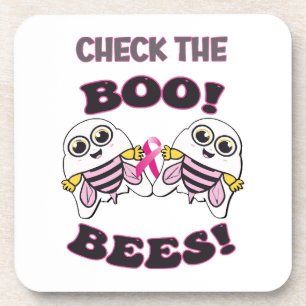 Breast Cancer Awareness Check The Boo-Bees Coaster