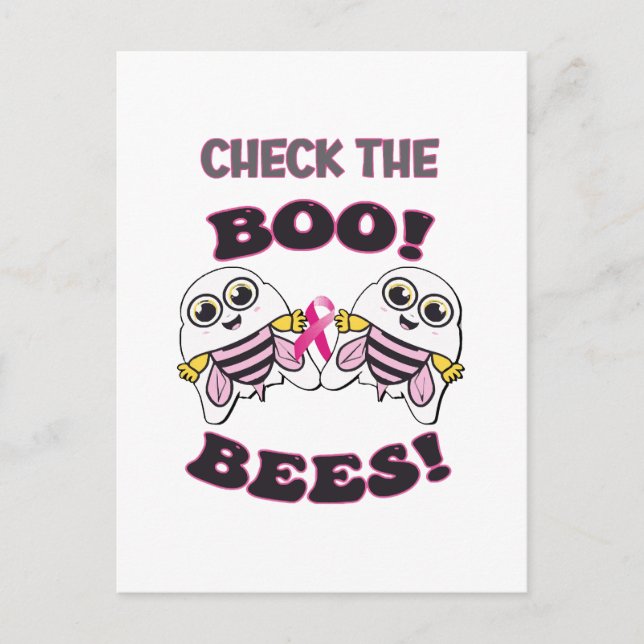 Breast Cancer Awareness Check The Boo-Bees Postcard (Front)