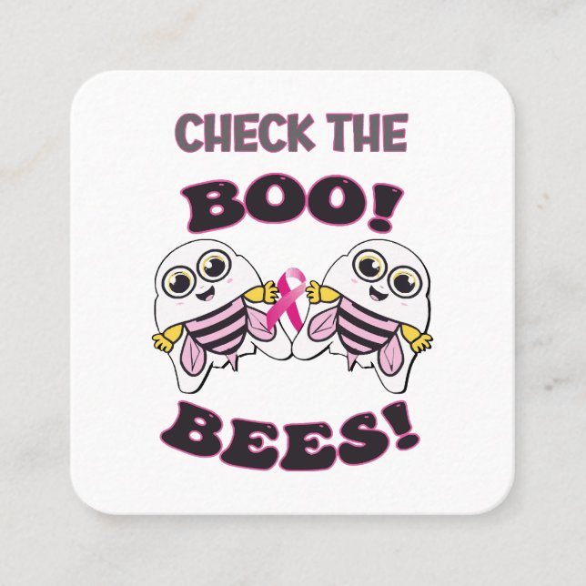 Breast Cancer Awareness Check The Boo-Bees Square Business Card (Front)
