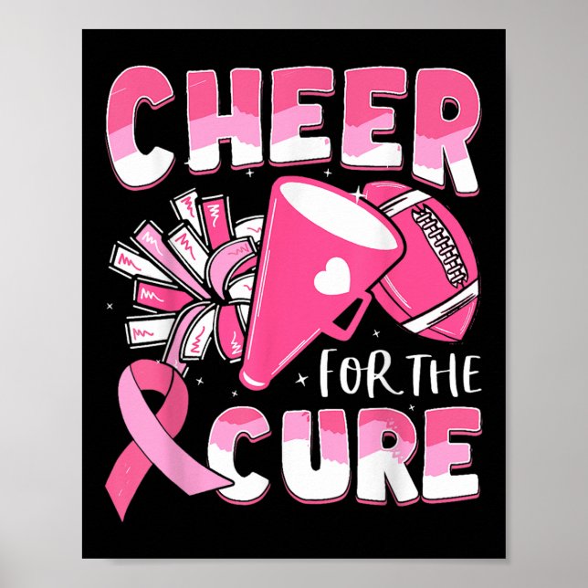 Breast Cancer Awareness Cheer For The Cure Footbal Poster (Front)