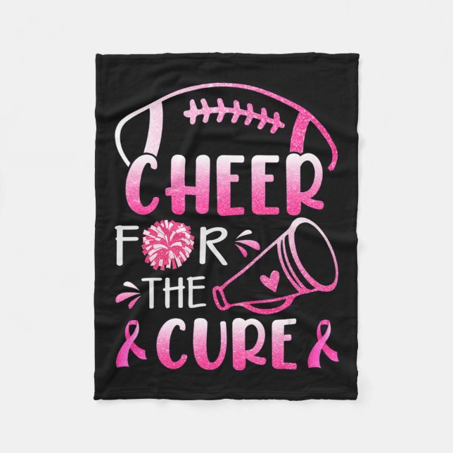 Breast Cancer Awareness Cheer For The Cure T-Shirt Fleece Blanket (Front)