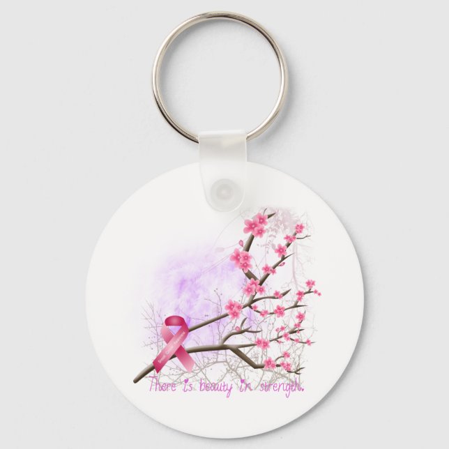 Breast Cancer Awareness Cherry Blossom Keychain (Front)
