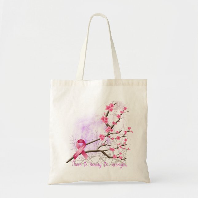 Breast Cancer Awareness Cherry Blossom Tote Bag (Front)