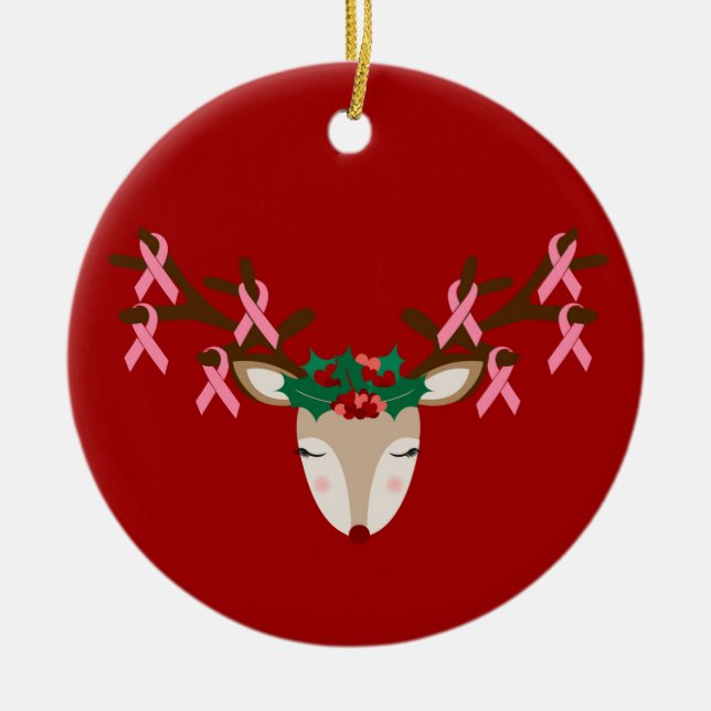 Breast Cancer Awareness Christmas Ornament (Front)
