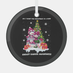 Breast Cancer Awareness Christmas Tree Glass Tree Decoration