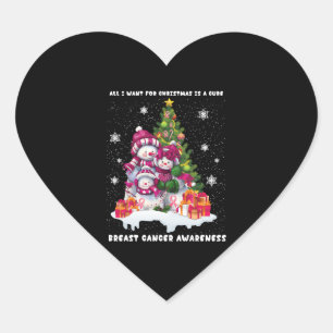 Breast Cancer Awareness Christmas Tree Heart Sticker