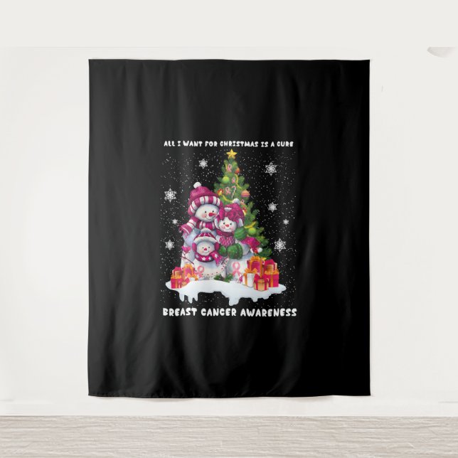 Breast Cancer Awareness Christmas Tree Tapestry (Front)