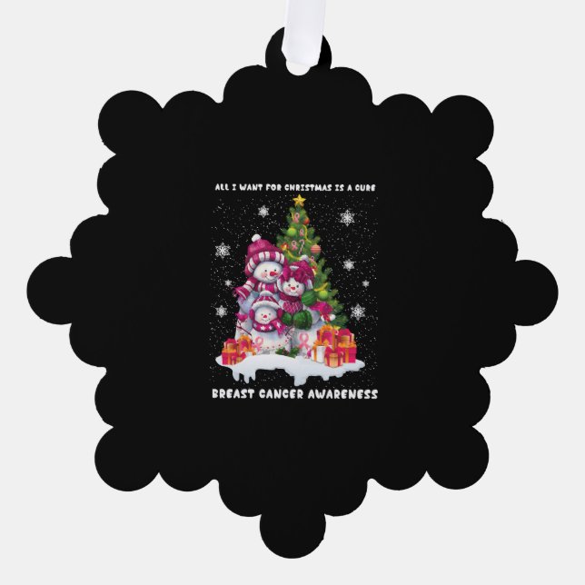 Breast Cancer Awareness Christmas Tree Tree Decoration Card (Front)