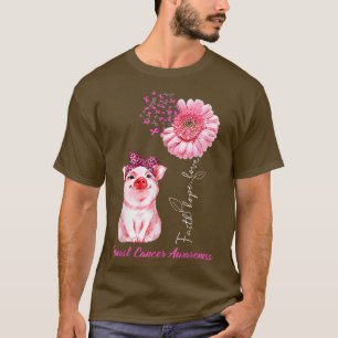 Breast Cancer Awareness Costume Daisy Ribbon Pig 3 T-Shirt