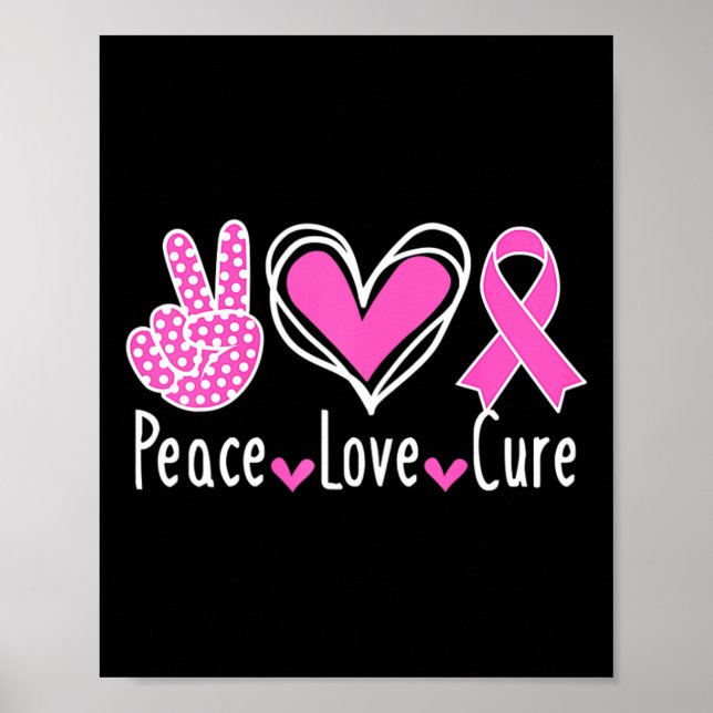 Breast Cancer Awareness Costume Pink Peace Love Cu Poster (Front)