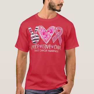 Breast Cancer Awareness Costume Pink Peace Love Cu T-Shirt