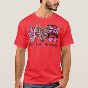 Breast Cancer Awareness Costume Pink Peace Love Cu T-Shirt